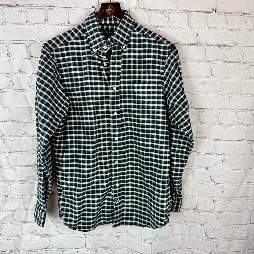 Daniel Cremieux classics Navy plaid Checkered Shirt mens S cotton button down